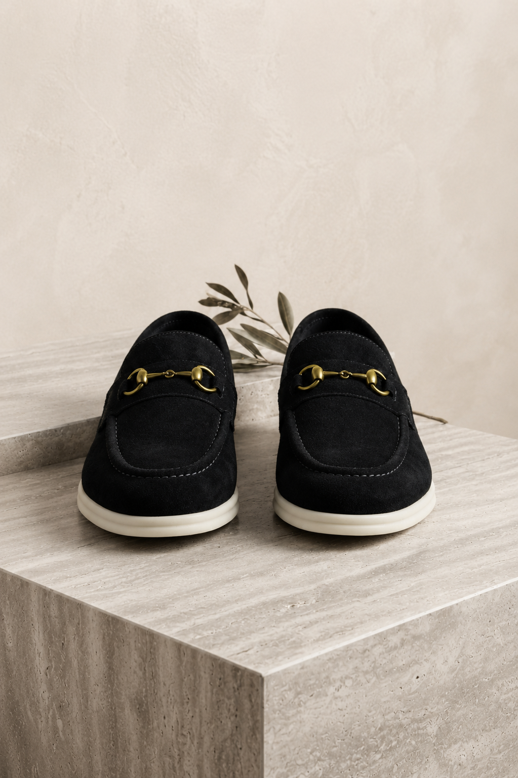 Black Suede Horsebit Loafers