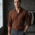 Marcilo De Royal Textured Formal Shirt – Rust Brown