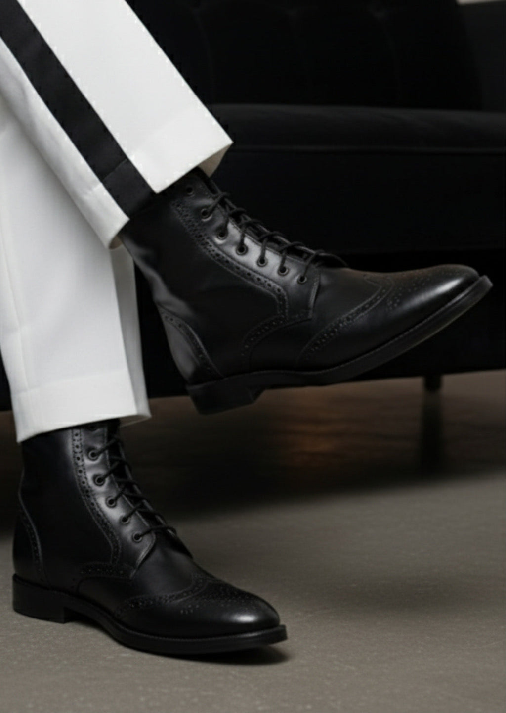 Black Wingtip Boots