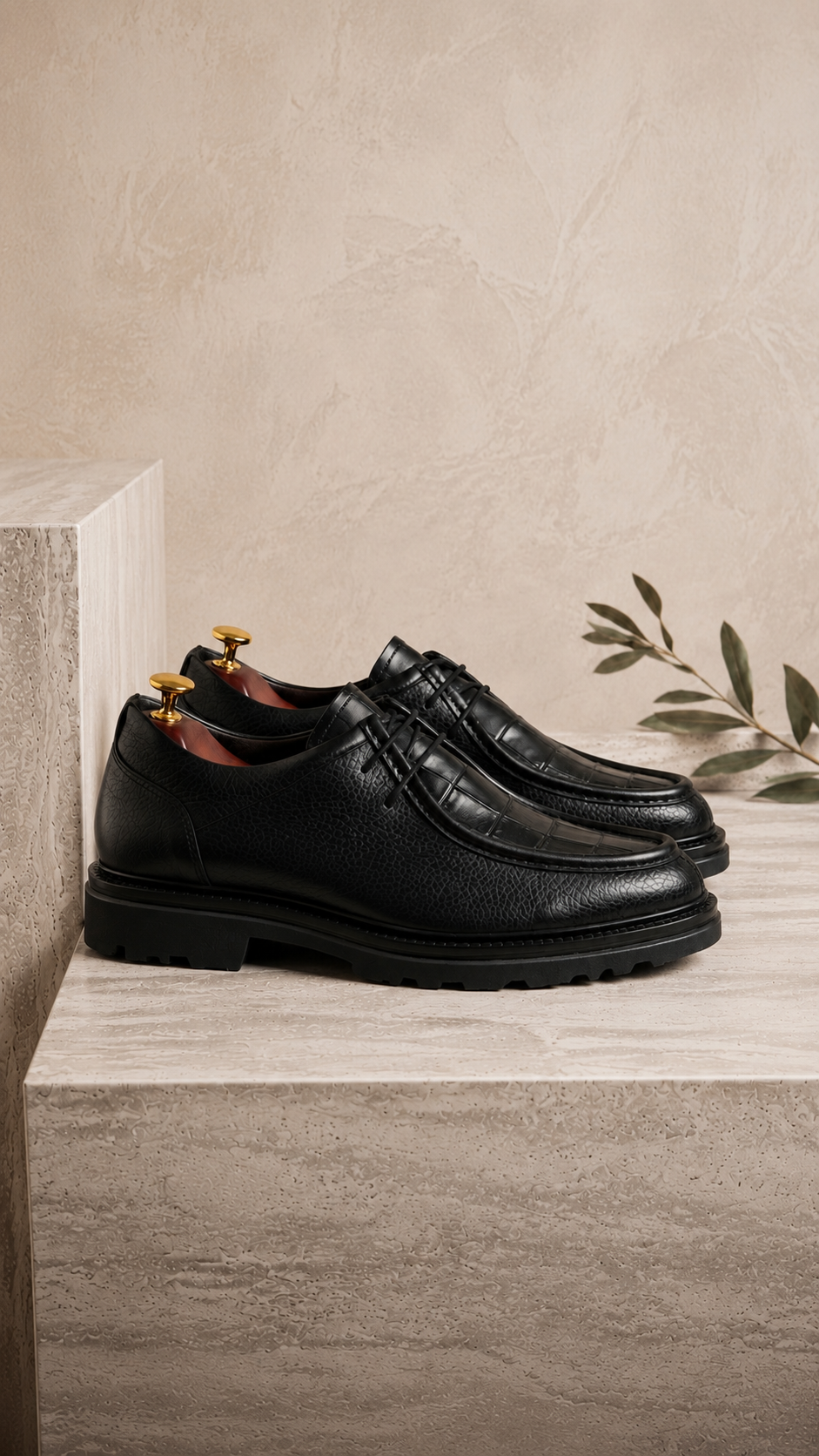 Black Croc Leather Derby
