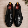 Black Croc Leather Derby