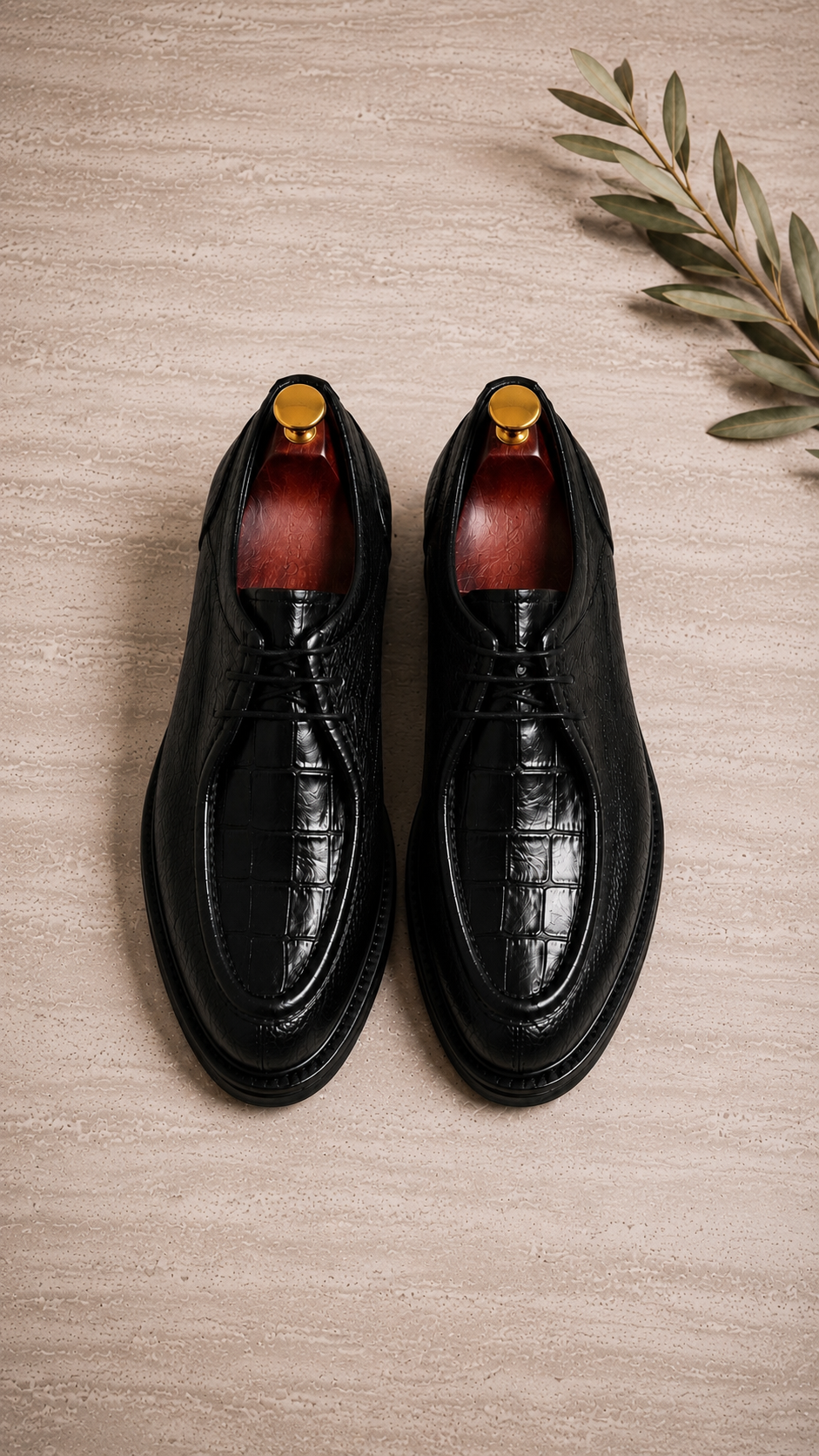 Black Croc Leather Derby