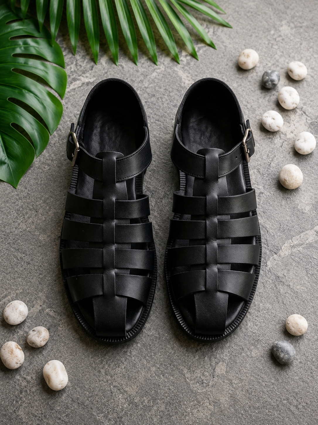 Black Fisherman Sandals