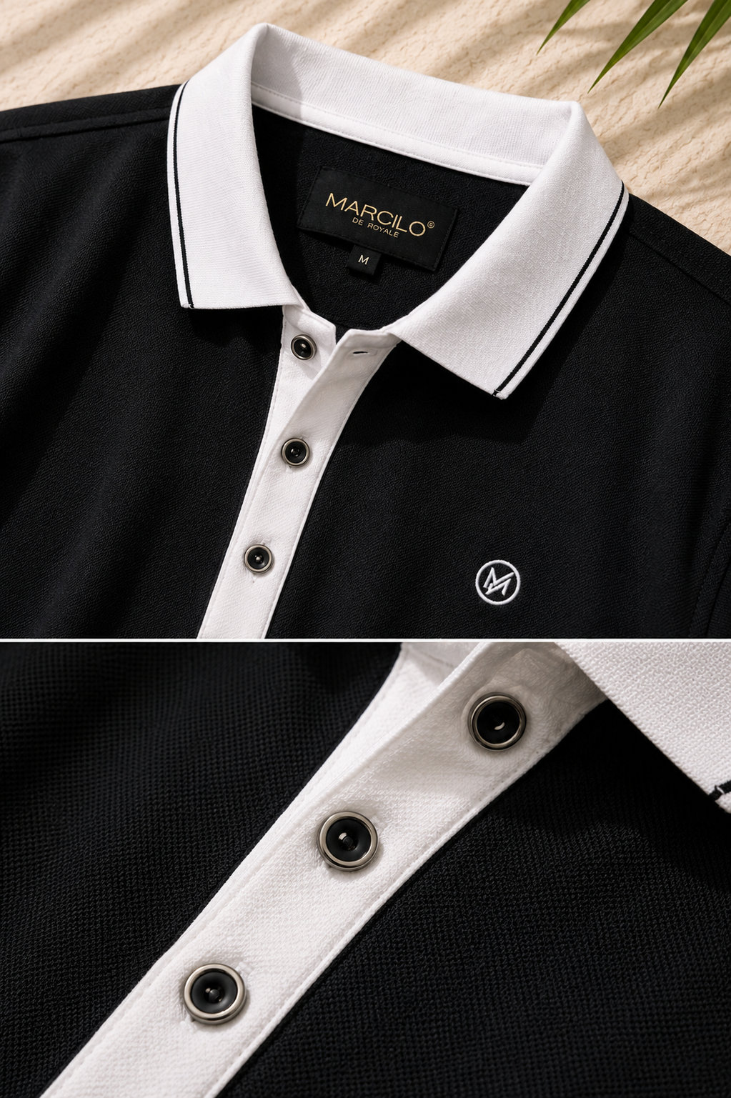 Black Contrast Collar Polo Shirt