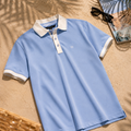 Sky Blue Contrast Collar Polo Shirt