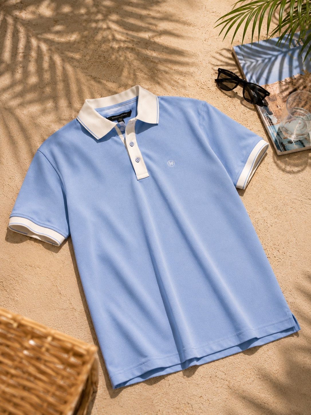 Sky Blue Contrast Collar Polo Shirt