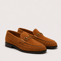 Cognac Suede Horsebit Loafers