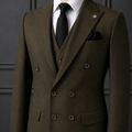 Olive Green Double-Breasted Suit