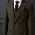 Olive Green Double-Breasted Suit