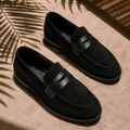 Black Suede Penny Loafers