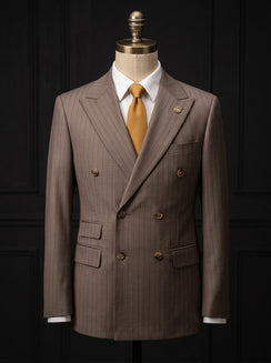 Light Brown Pinstripe Double-Breasted Suit