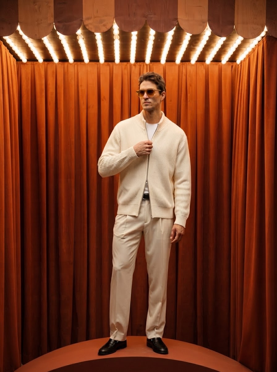 Ribbed Knit Full-Zip Cardigan