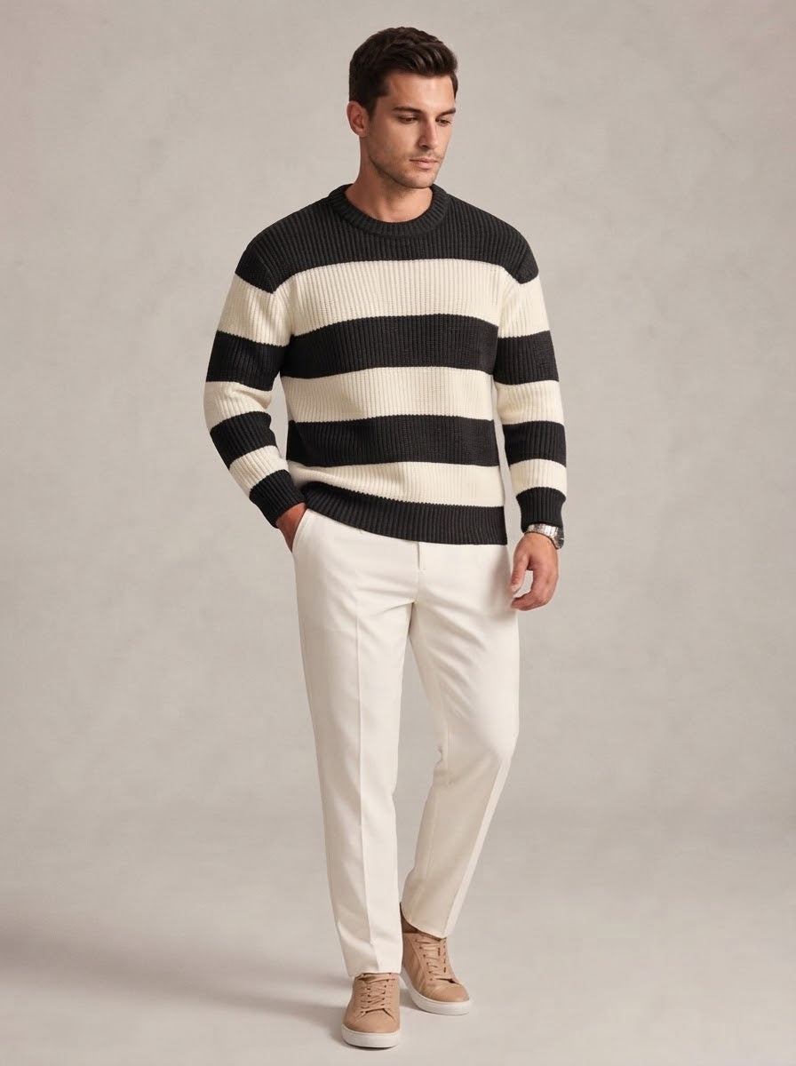 Black and White Striped  Sweater