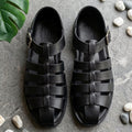 Black Leather Fisherman Sandals