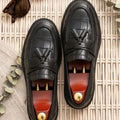 Noir Croc Tassel Loafers