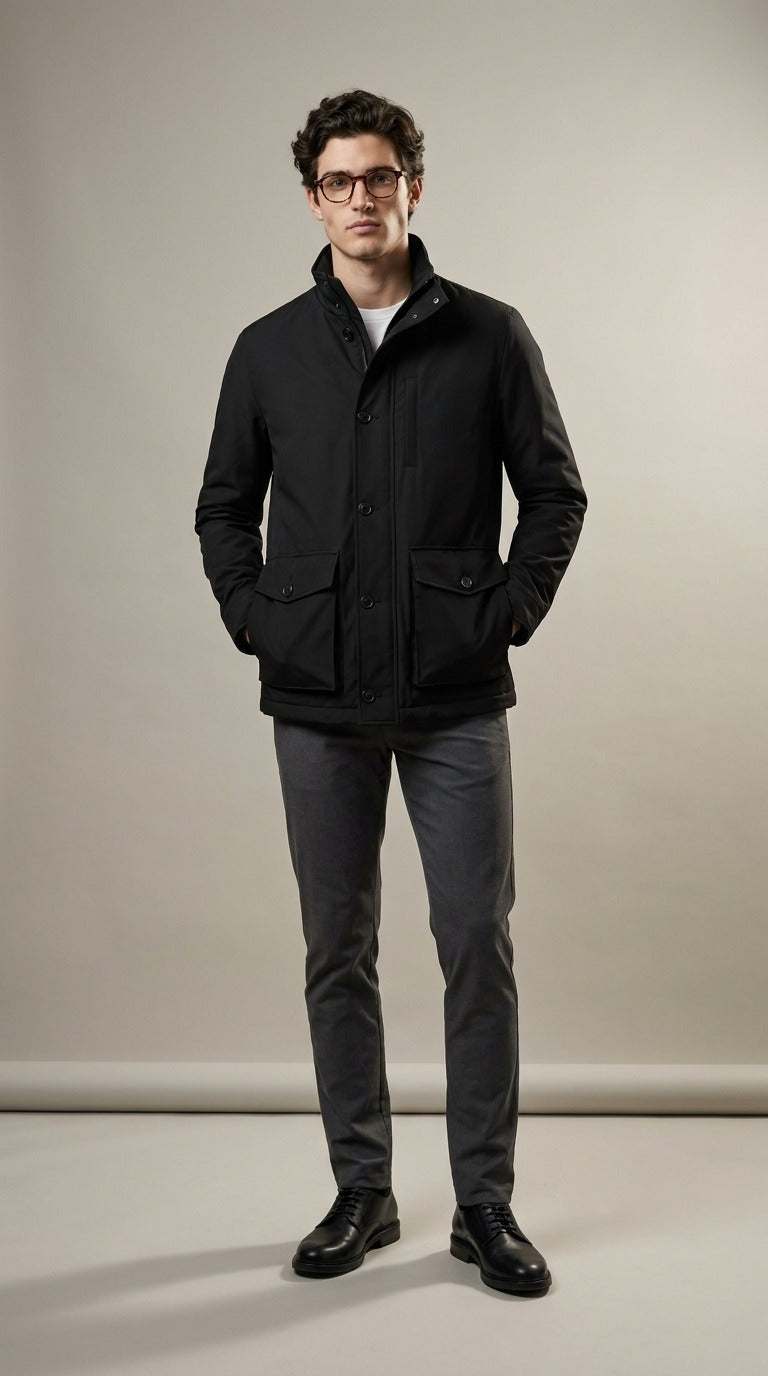 Black Stand Collar Jacket