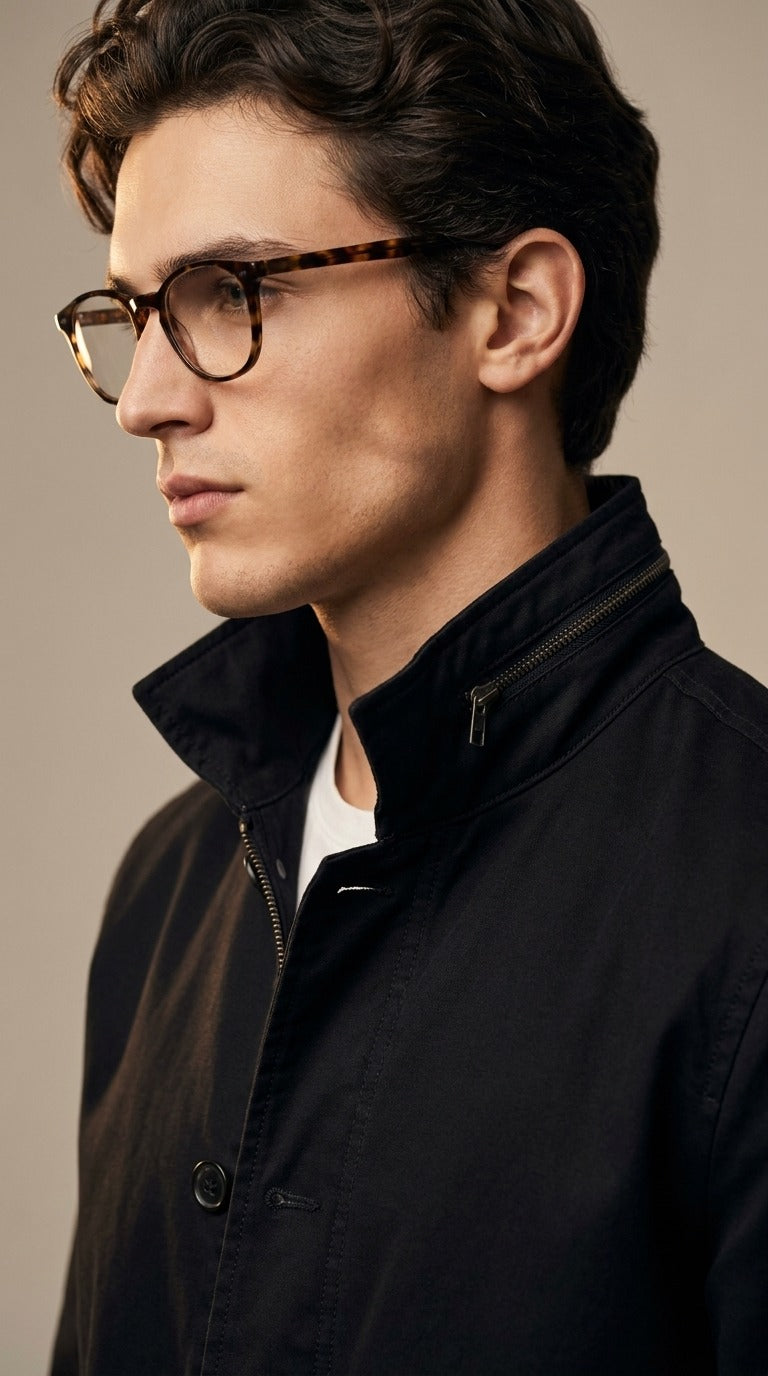 Black Stand Collar Jacket