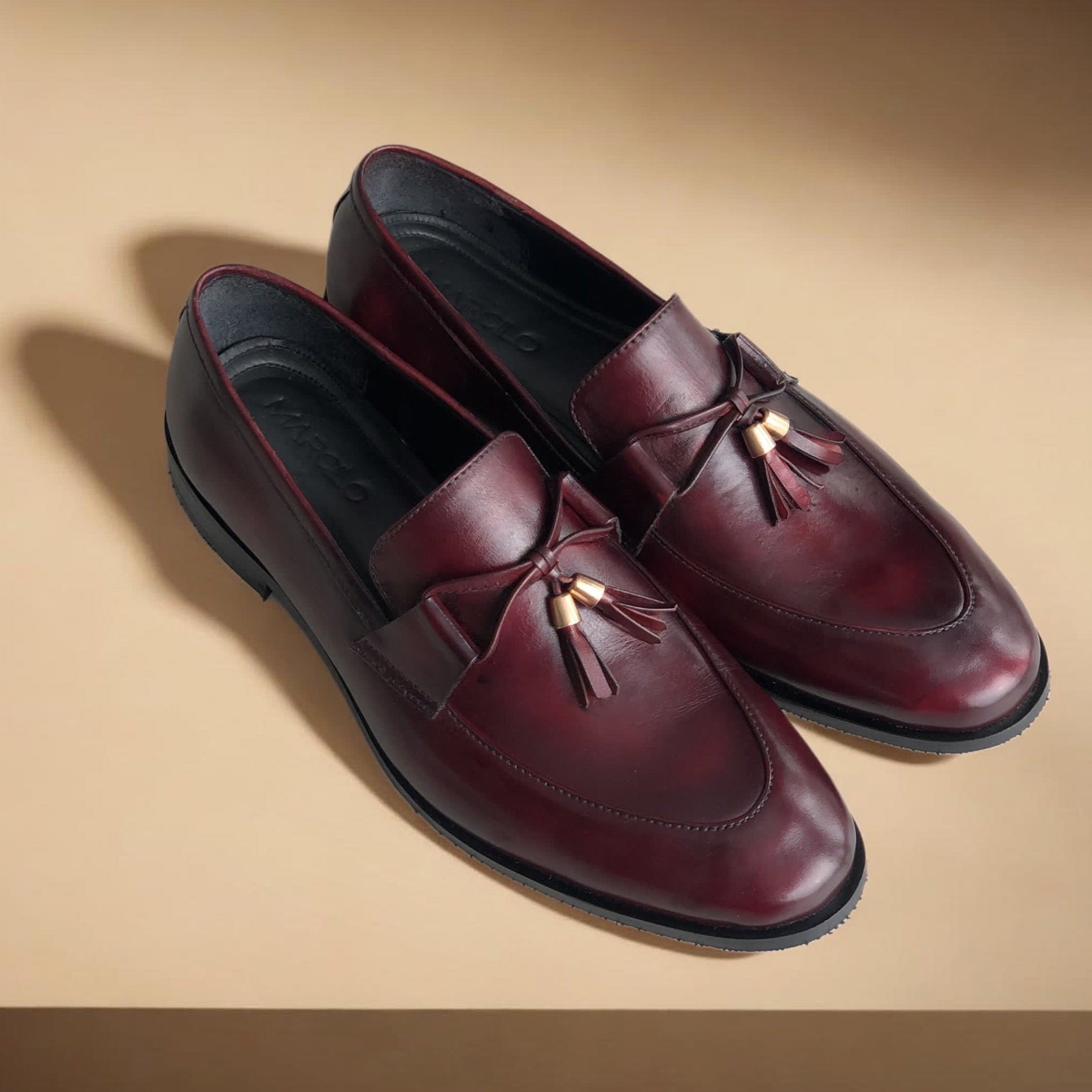Burgundy Shaded Tassel Loafers Main image