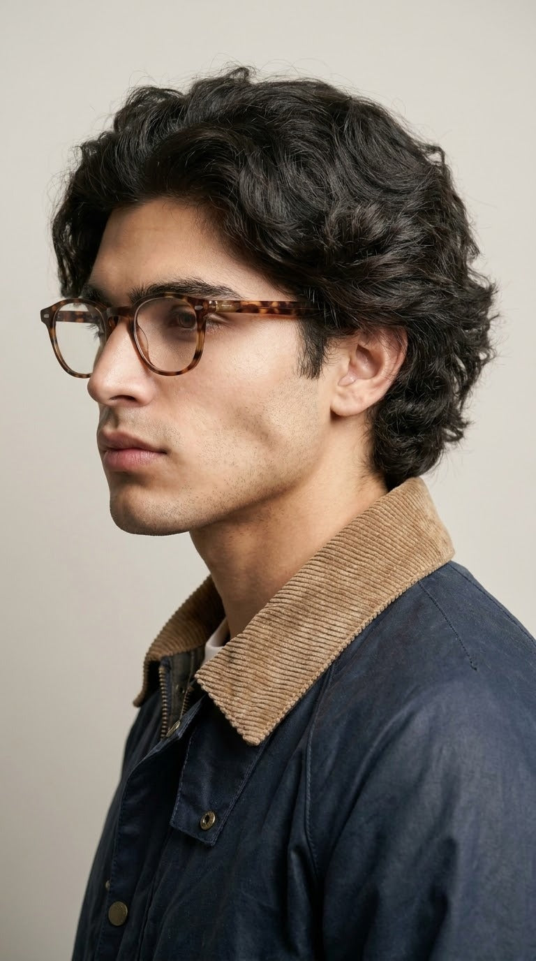 Navy Corduroy Collar Jacket