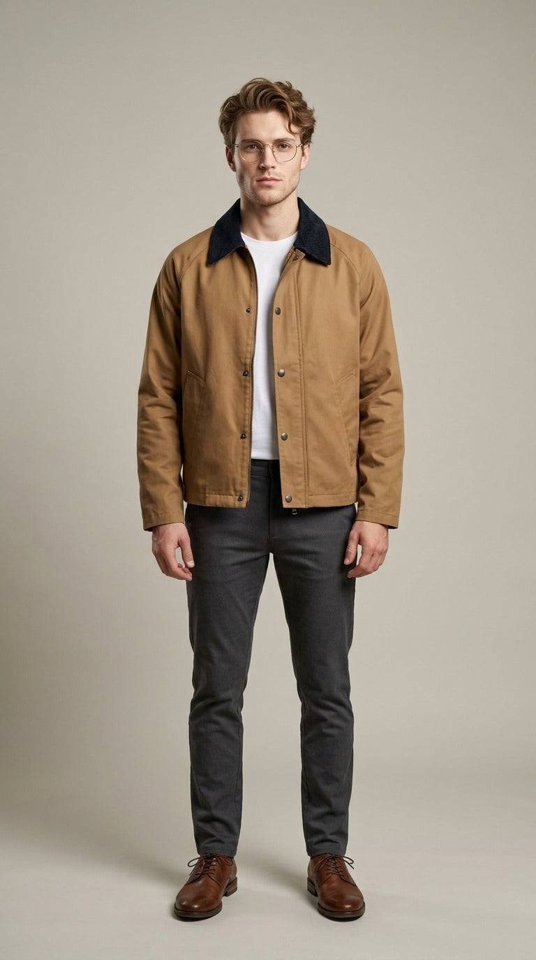 Tan Corduroy Collar Jacket
