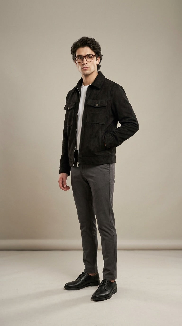 Double Pocket Suede Jacket