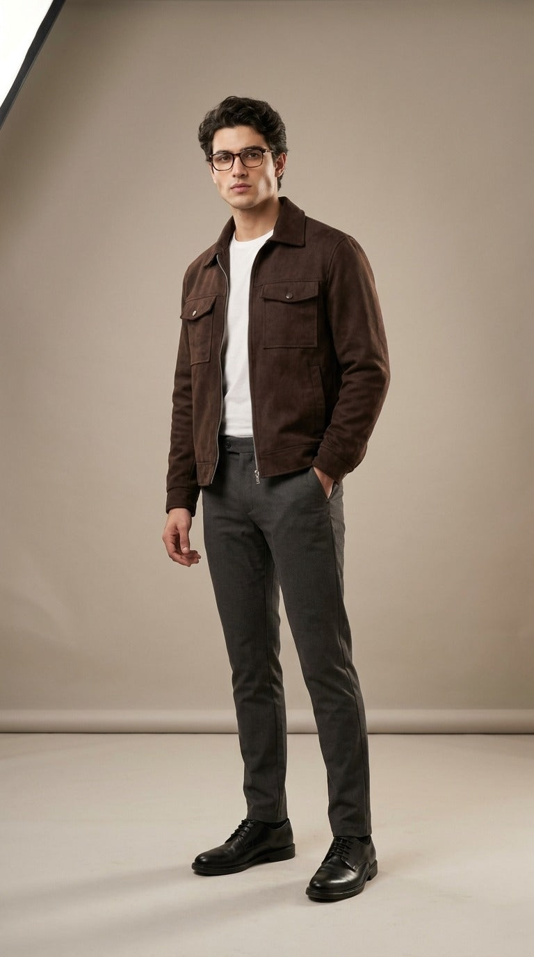 Double Pocket Suede Jacket